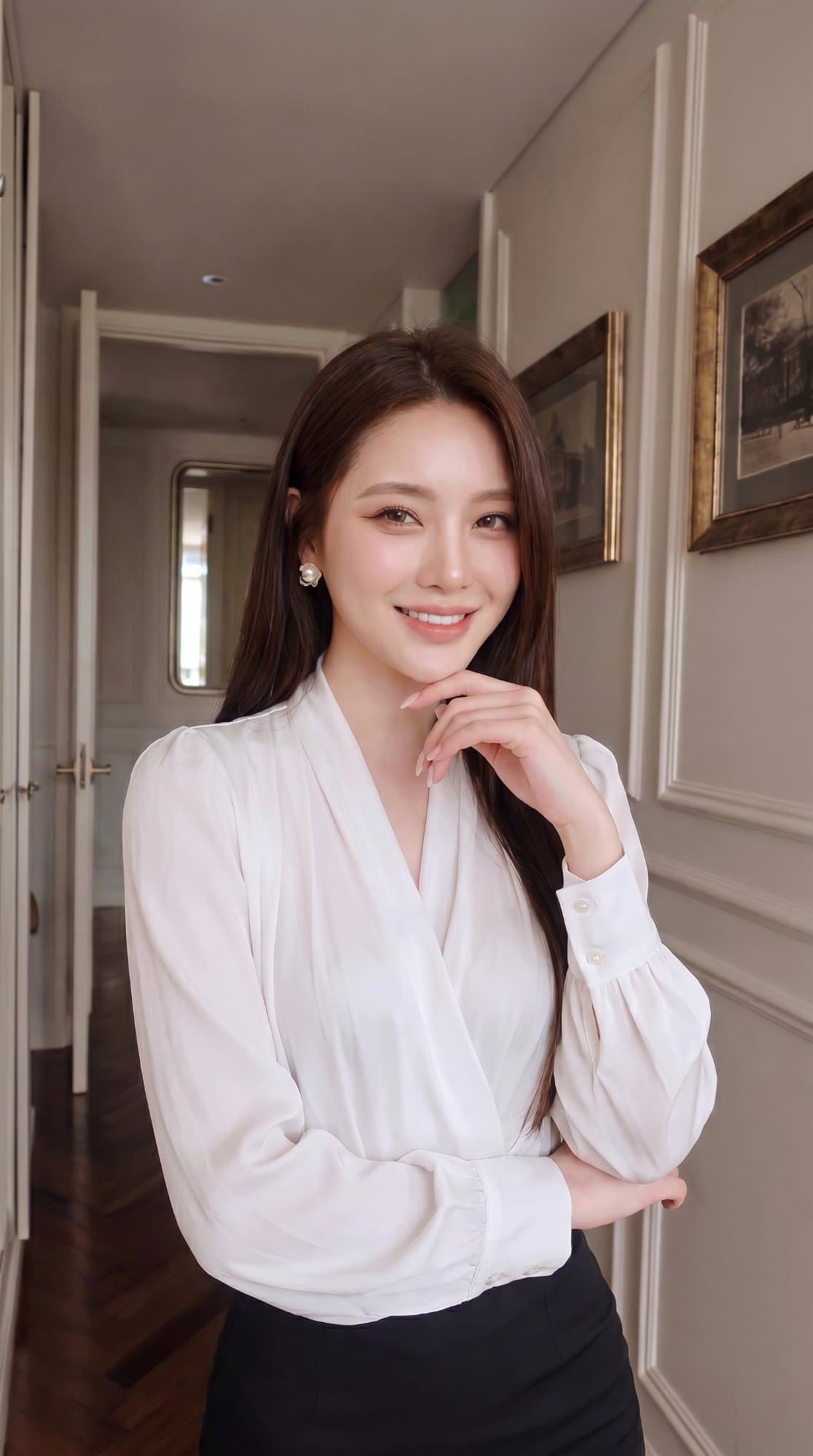 Áo Sơ Mi Lụa Cổ V Thanh Lịch