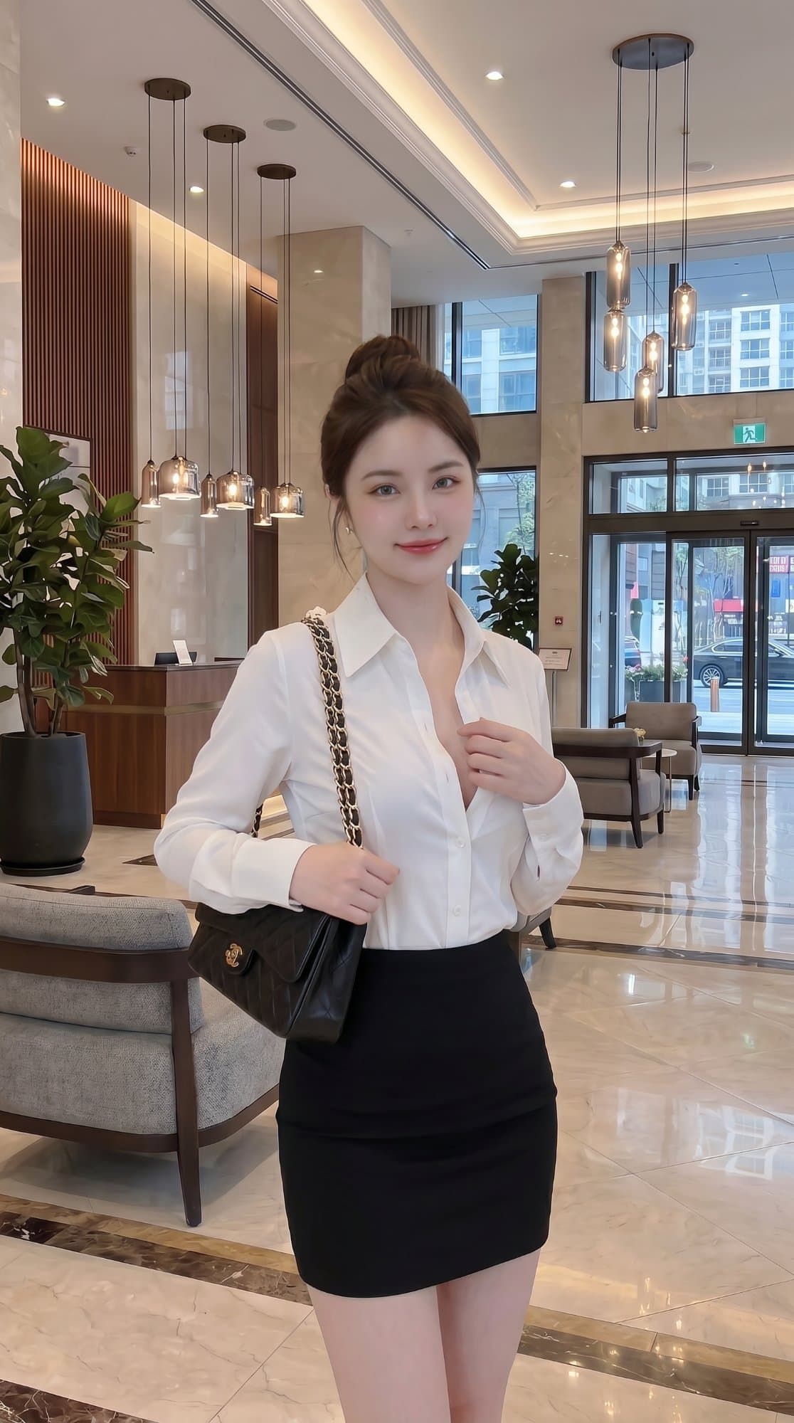 Áo sơ mi trắng cổ nhọn, chiết eo form ôm thanh lịch Elora